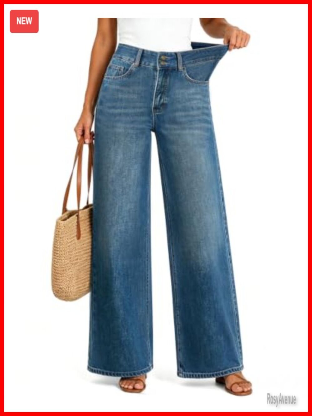 Women's High Waisted Wide Leg Jeans Stretchy Baggy Pants